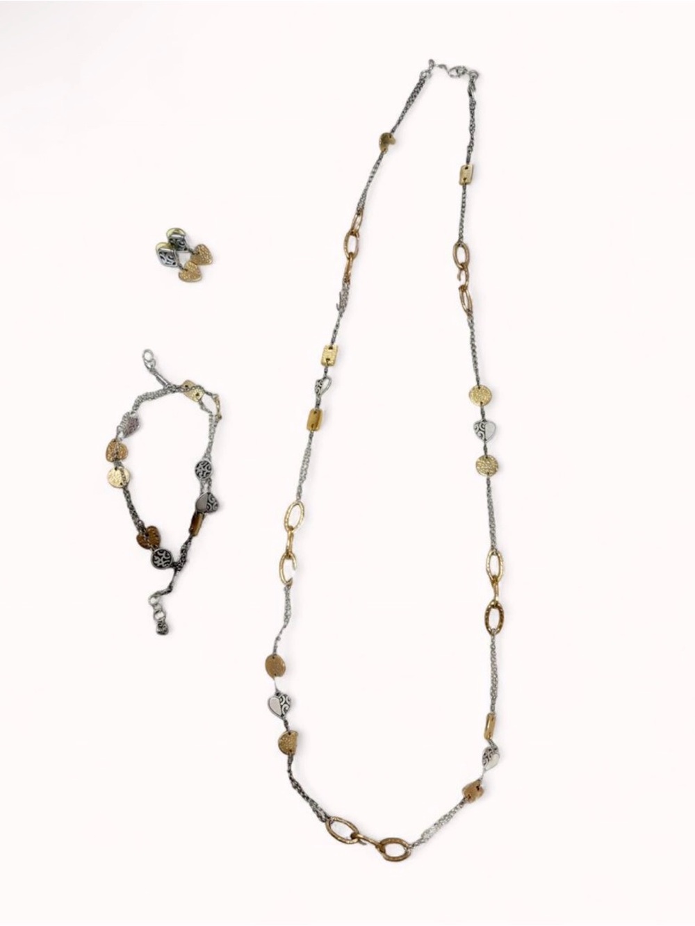 Brighton Two-Tone Silver and Gold Link Necklace Set